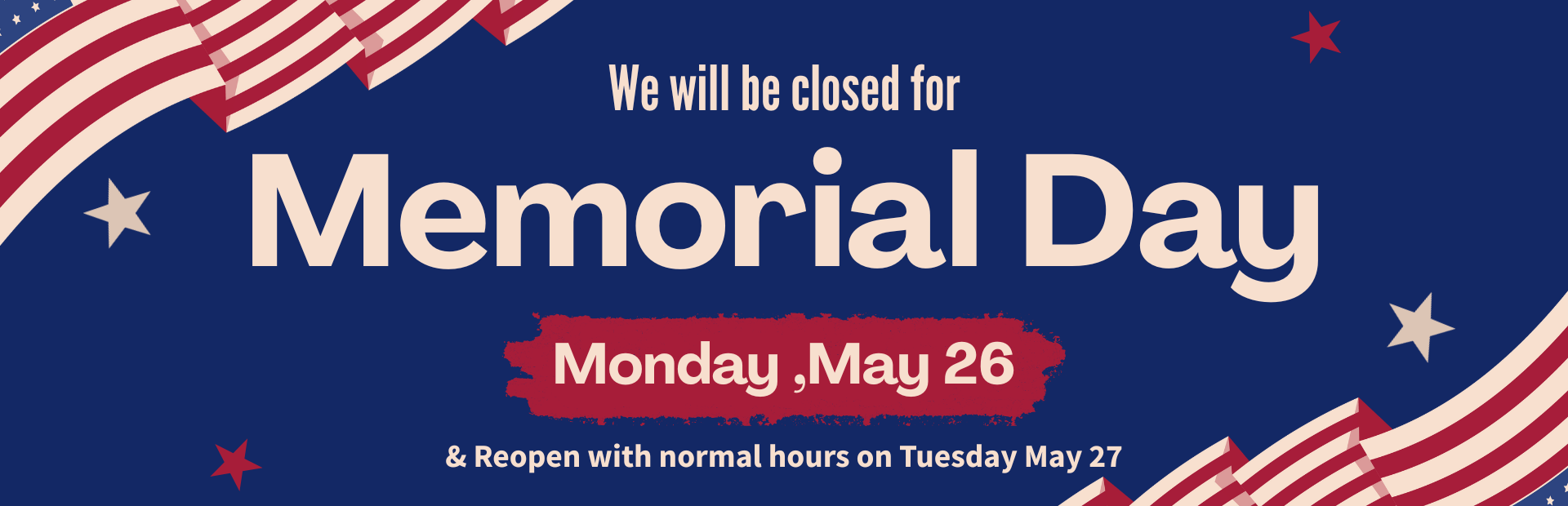 closed for memorial day